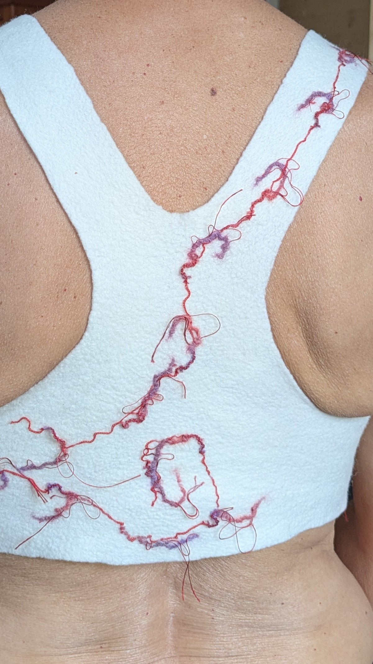 Brassière à dos en Y en laine feutrée, vue de dos